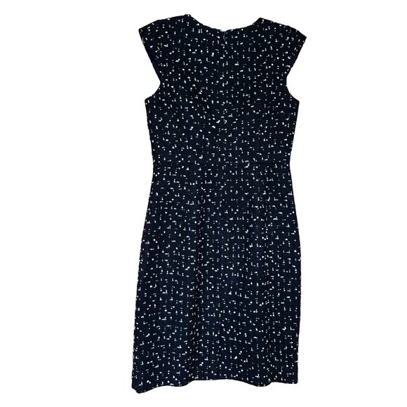 J.Crew 365 Navy White Tweed Sheath Dress Size 4 Work Office Classic Lined - Picture 3 of 6